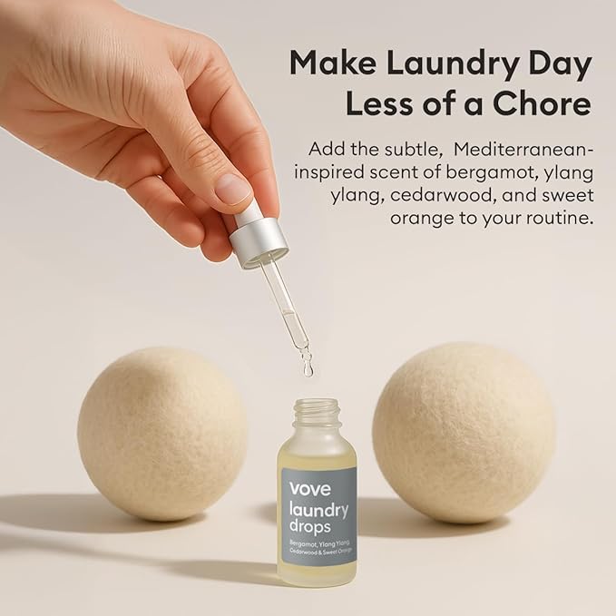 Vove Signature Scent Drops, Magnolia Bergamot Cedar - Laundry Fragrance Oil with Glass Dropper, Scent Booster, Pairs with Dryer Balls, Hypoallergenic, Biodegradable Musk, FSC-Certified Packaging
