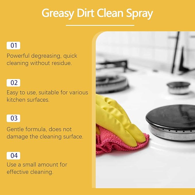 Greasy Dirt Clean Spray, Degreaser Cleaner Heavy Duty, Kitchen Cleaner, All Purpose Stain Removal Cleaners, Oven And Grill Cleaners Clean Up Kitchen Oil Stains(1, pc-120ml)