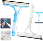 3 in 1 Window Cleaning Scraper,New 3 in 1 Window Cleaner,Squeegee and Scrubber with Spray, for Windows, Walls,Car Windshields, Bathrooms, Kitchens, All-Purpose Window Cleaner Tool (White/Blue)