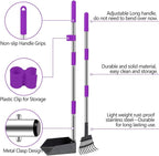 QiMH Upgraded Dog Pooper Scooper Extra Large, Adjustable Long Handle Stainless Metal Pet Poop Tray and Rake Set for Large Medium Small Dogs, Dog Waste Removal Bin Rake, Great for Grass, Street, Gravel