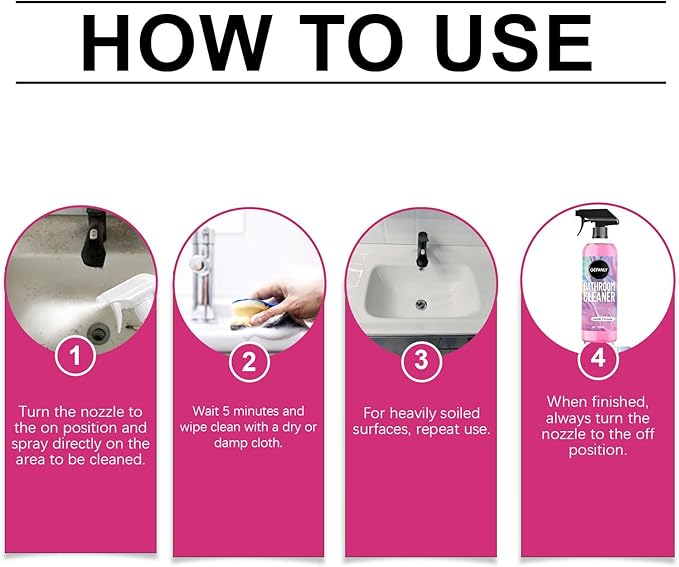 Gefanly Bathroom Cleaner, 10 Fl Oz Powerful Pink Bathroom Cleaner Spray, Bathrooms Descaler Foam Cleaners for Sink Tub Floor Tile (1pcs)