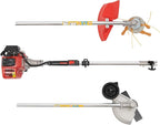 26cc 2-Stroke Gas Weed Trimmer, Air-Cooled 2-Stroke Cordless Lawn Edger Gas String Trimmer with Handle & Shoulder for Lawn & Edging (2 Blade Heads)