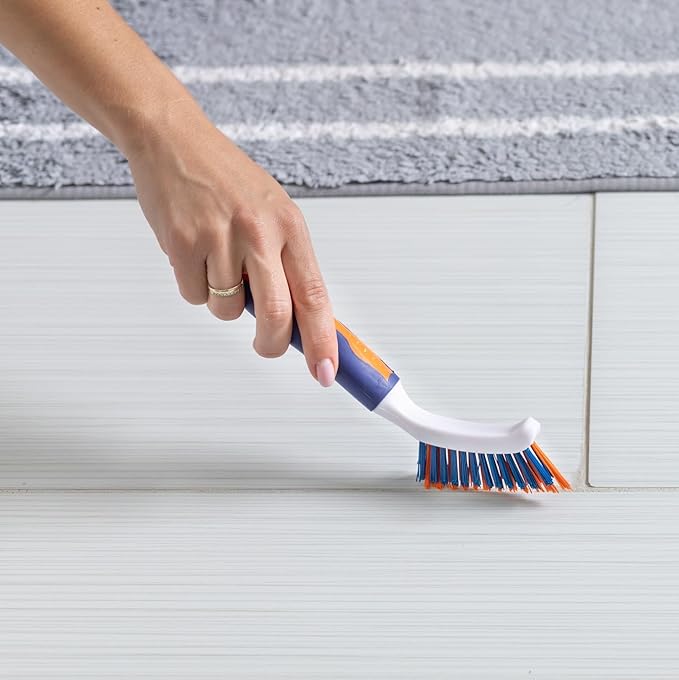 Bring It On Grout Cleaning Brush – Crevice Cleaning Brush with Stiff Nylon Bristles – 8-inch Heavy-Duty Grout and Tile Cleaner Brush – Scrubbing Brush for Corners, Bathroom, Kitchen, Tile, 2 Pack