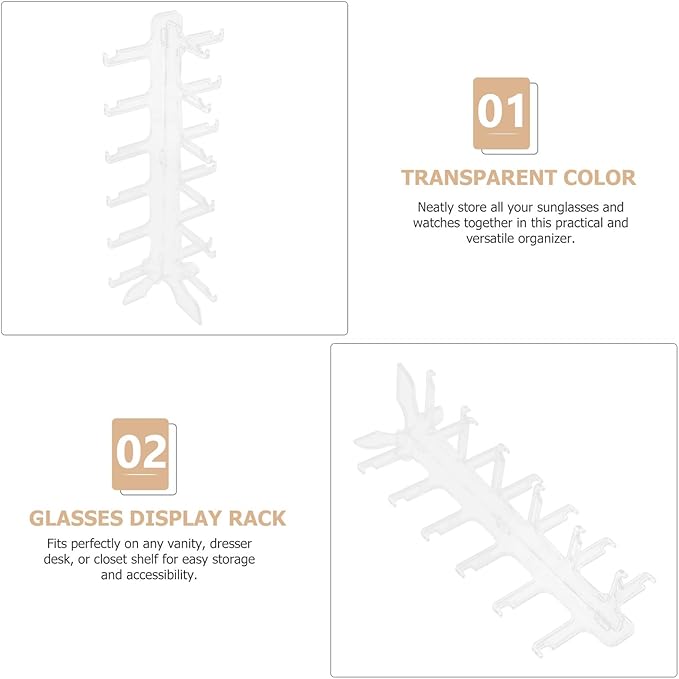 BESTonZON Multi-Tiered Sunglasses Display Stand Glasses Organizer 6-Layer Plastic Eyewear Holder Rack for Home Storage and Sunglass Display