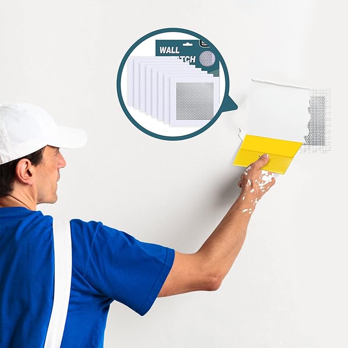 8 Pack 6 * 6 Inch Drywall Repair Patch, Drywall Repair Kit with Extended Self-Adhesive Mesh, Large Hole Patch Repair for Drywall, Heavy Duty Dry Wall Hole Repair Patch