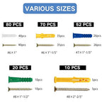 232Pcs Drywall Anchors and Screws Kit, Includes 116Pcs Plastic Wall Anchors Set, 116Pcs Wood Screw, Wall Anchors and Screws for Drywall