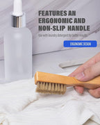 VASSON Natural Soft Boar Bristle Laundry Stain Brush, Laundry Scrub Brush,Laundry Brush for Stains on Clothes, Gentle Stain Remover for Knits, Cotton, and Linens