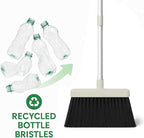 Broom and Dustpan Set for Home, Long Handle Upright Broom Dustpan Combo with Self Cleaning Dustpan Teeth, Standing Sweep Set for Kitchen Office Lobby Garage Floor Indoor Outdoor Cleaning