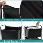 125L Vertical Laundry Hamper with Wheels, 3 Section Large Rolling Laundry Sorter with Detachable Inners, Metal Clothes Hamper Laundry Baskets Organizer for Bathroom, Bedroom, Dorm (Black)