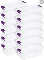 Sterilite 12-Pack 6 Quart ClearView Latch Box, Stackable Organizer Bins with Latching Lids - Clear Plastic Organization Containers for Closet, Bedroom, Shelving Units and Everyday Home Storage