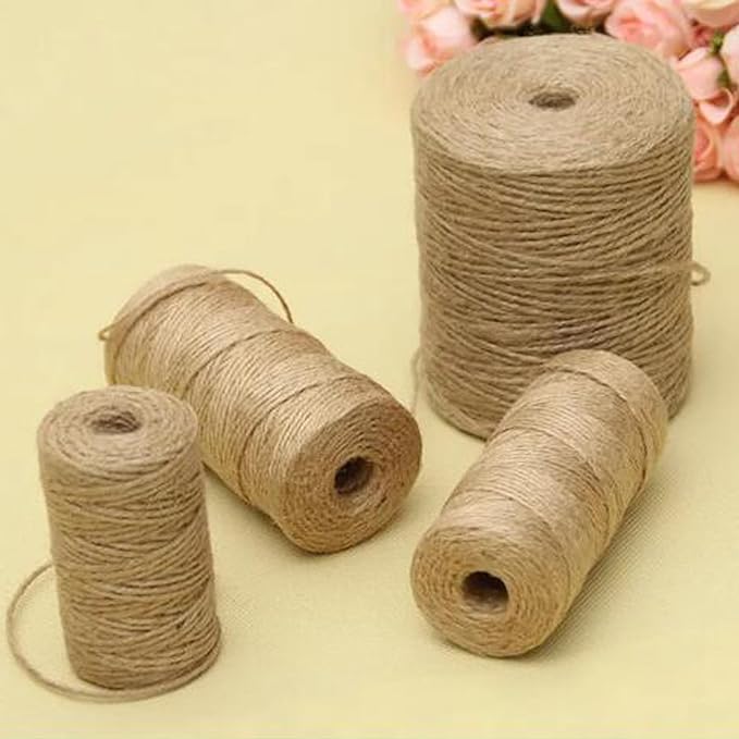 1/8 in (3 mm) X 164 Ft (50 Meters) Jute Twine Rope String for Home Decorating, Cat Scratcher Post Tree, DIY Arts Crafts, Garden, Binding, Packing Material