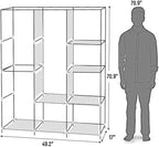 Portable Closet Wardrobe,71'' Closet Storage Organizer Rack with Shelves and Cover for Hanging Clothes, Non-Woven Fabric, Quick and Easy to Assembly (Black)