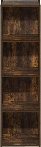Furinno Pasir 4-Tier Open Shelf Bookcase, Bookshelf, Amber Pine