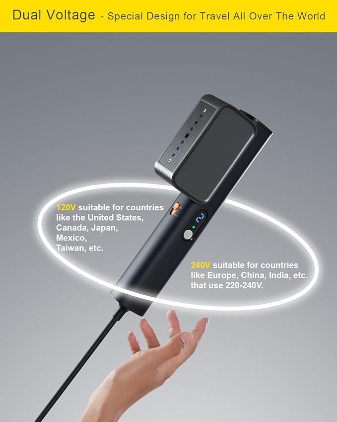 G7 Travel Steamer for Clothes Dual Voltage 100-240V Iron Steamers Professional Portable Steamer, Just 1lbs Fashion Light Mini Handheld Garment Steamer for Global travel and home 2