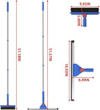 COBETE Floor Scrubber Grout Brush with 16.92IN Large Floor Rubber Squeegee, V-Shaped Scrub Brush and Foam Squeegee Collaborate Cleaning For Tiles, Marble, Glass in Bathrooms, Kitchen,Garages, Pet Hair