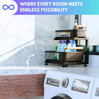 Premium Heavy Duty Carbon Steel Under Sink Organizer, 2 Tier Pull Out Cabinet Organizer, 7 Adjustable Heights with Smooth Ball Bearing Sliding Baskets for Bathroom & Kitchen