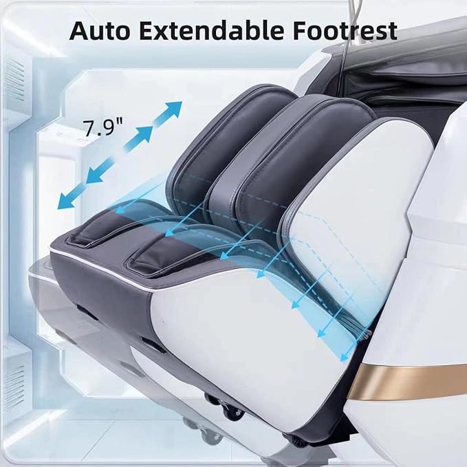 MassaMAX MT339 4D Massage Chair, Full Body Shiatsu Recliner with Electric Extendable Footrest, Zero Gravity, SL Track, Deep Yoga Stretch, 15 Modes, AI Voice Control, Foot Rollers, and Heating (White)