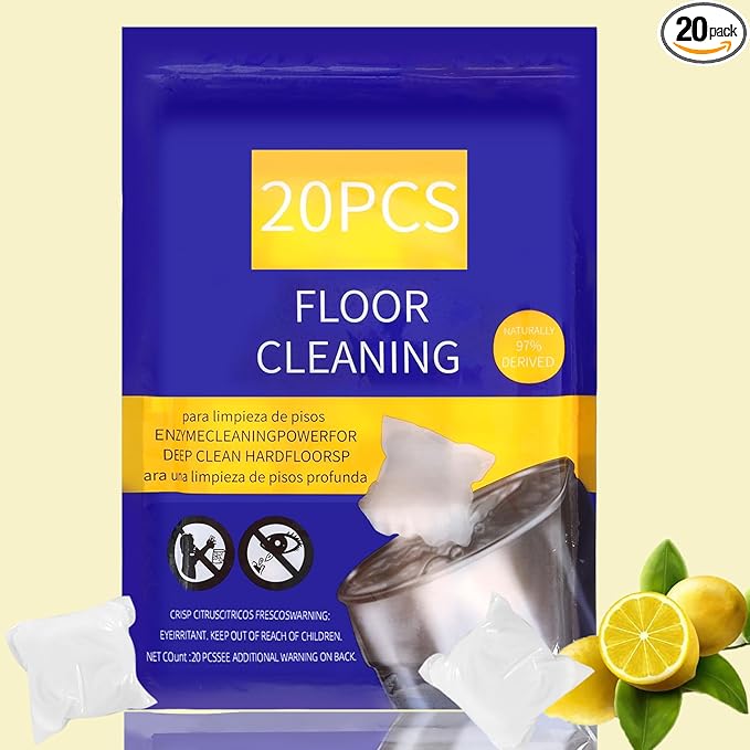 Hard Floor Cleaner Compatible with OCedar PACSS | Fresh Lemon Flavor 20 Count （1 Pack）| Made from Natural Ingredients | Safe For Use On Variety Of Floors | For Use With All Mop Buckets (Lemon)