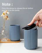 Foaming Soap Dispenser, Ceramic Foam Hand Soap Dispenser with Stripe Design for Kitchen or Bathroom, Refillable Dish Lotion Dispenser, Gray Blue, ANTIS'S HOME