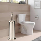 J&V TEXTILES Toilet Brush, Toilet Bowl Brush with Extra Long Handle Durable Bristles Toilet Scrubber and Covered Holder for Toilet Brush Set for Bathroom Cleaning (Brushed Satin Nickel)