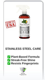 Natural Stainless Steel Cleaner & Polisher – Plant Based Formula That Helps Clean, Restore Shine & Resist Fingerprints on Fridges, Dishwashers, Grills & Sinks, 16 oz – Made in USA