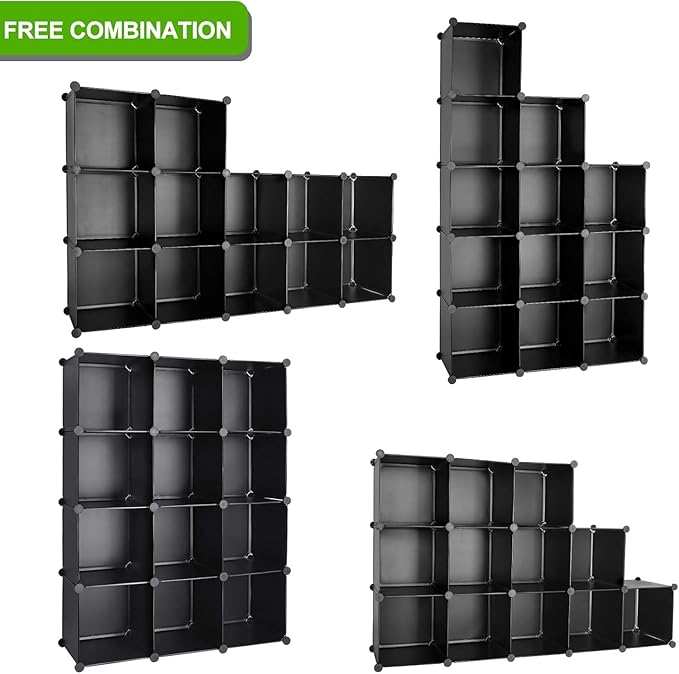 TUMUCUTE Cube Storage Organizer, DIY Plastic Closet Cabinet Modular Bookcase, Storage Shelves for Bedroom Living Room, Office（12-Cube，Plastic）