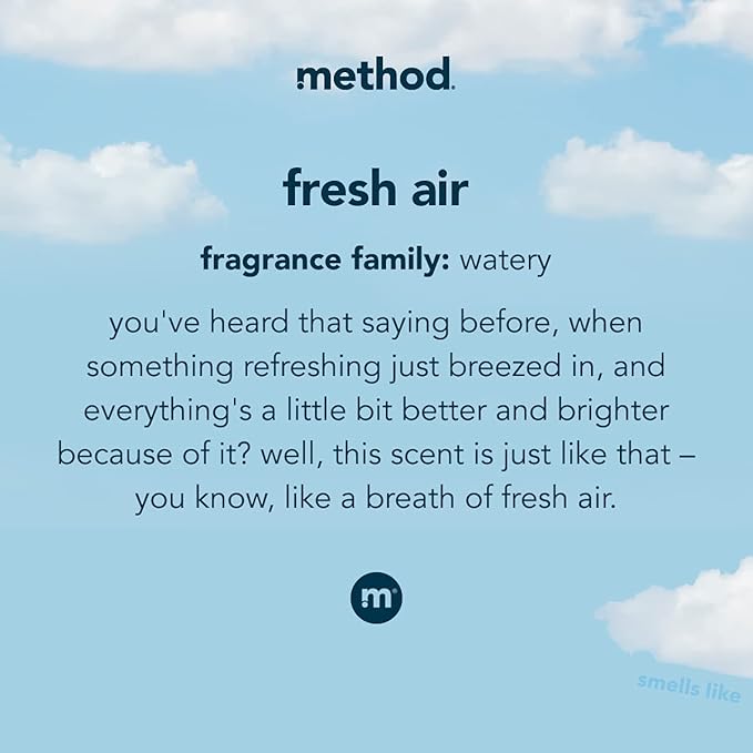 Method Liquid Laundry Detergent, Fresh Air, 66 Loads Per Bottle, Stain Remover, 53.5 Fl Oz (Pack of 1)