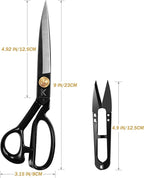 Sewing Scissors, 9 Inch Fabric Dressmaking Scissors Upholstery Office Shears for Tailors Dressmakers, Best for Cutting Fabric Leather Paper Raw Materials Heavy Duty High Carbon Steel(Right-Handed)