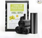 Jaoul Trash Bags 2.6 Gallon, Small Garbage Bags, Strong & Unscented Mini Trash Bags for Kitchen, Bathroom, Office, Restroom, Car, Black, 80 Counts