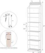 Univivi Over The Door Organizer Behind The Door Storage, Baby Door Storage with 5 Clear Plastic Pockets & 2 Big Metal Hooks for Cosmetics, Bathroom, Nursery and Sundries
