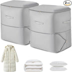 2Pcs Super Space Saving Self Compression Organizer, Quilt Storage Bags, Self Compression Storages Bags, Storage Bags for Quilts, Sweaters, Blankets (grey)