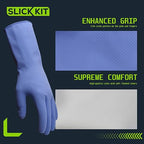 Rubber Kitchen Cleaning Gloves, Reusable Dishwashing Gloves, Non-Slip, with Flocked Liner, 3 Pairs (Pink+Yellow+Blue) (Medium)