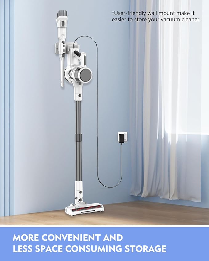 Cordless Vacuums, 80,000PRM Powerful Motor Vacuum Cleaner and 2200mAH Rechargeable Battery up to 35 Mins Worktime, 2 Adjustable Modes, Detachable Parts, Wireless Stick Vacuum (True White)