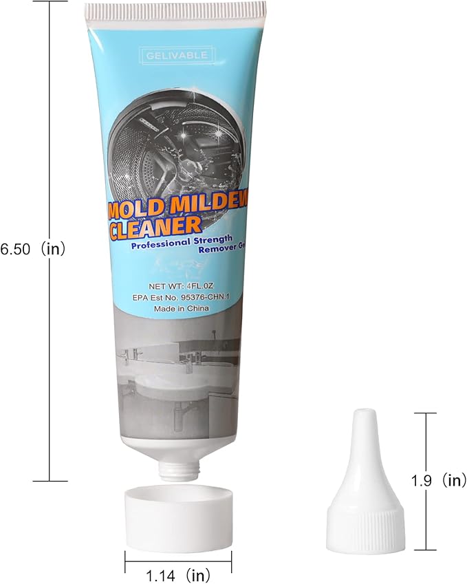 Mold Remover Gel, Mold Stain Cleaner for Bathroom, Household Shower, Kitchen Sinks, Toilet, Tile, Grout, Walls, Washing Machine and Refrigerator Strips - 4 Fl.Oz(Pack of 2)
