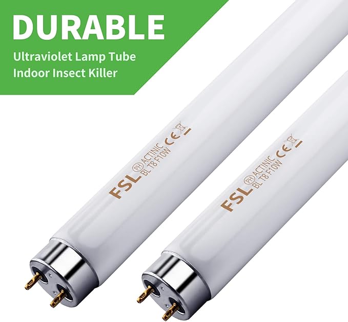 Kensizer 2-Pack 13'' Bug Zapper Light Tubes Replacement 10W Each for 20W Electronic Bug Zapper T8 Lamp Bulbs for Indoor Outdoor