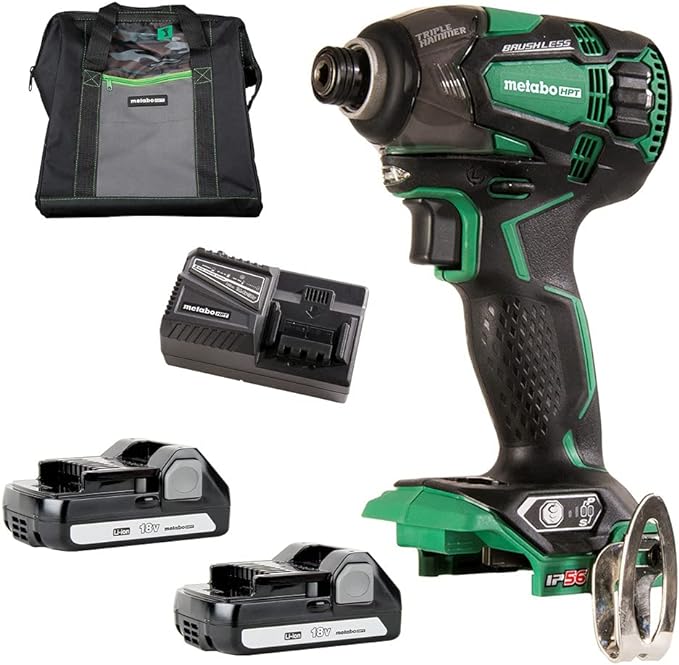 Metabo HPT 18V MultiVolt Cordless Triple Hammer Impact Driver Kit | 1/4" Hex Chuck | WH18DBDL2C