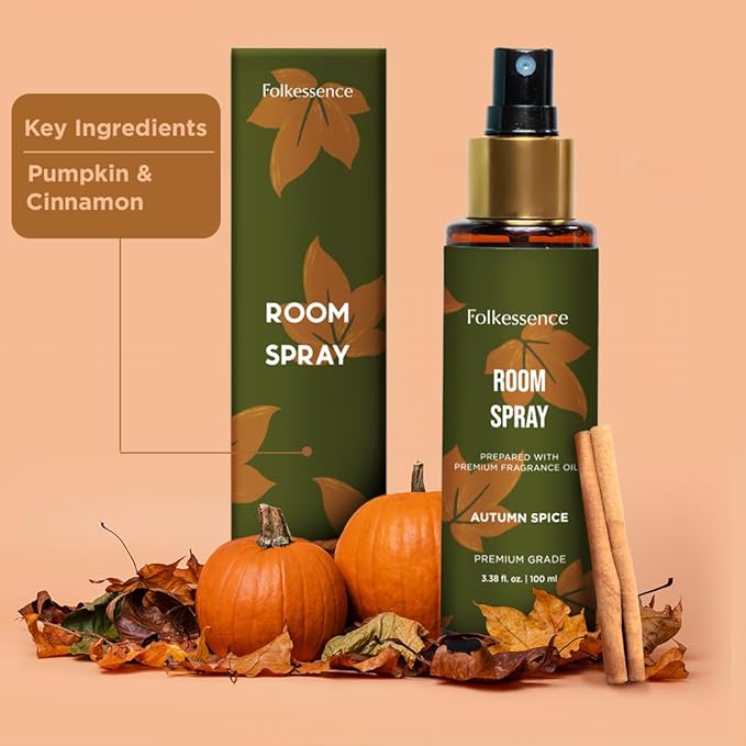 Folkulture Air Freshener - Odor Eliminator | Fragrance Spray for Bathroom, Shower, Home | Spice Scent or Fall Scents Room Spray for Living Rooms, Bathrooms with Natural Essential Oils | 3.38 Fl Oz