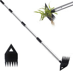 Weed Puller Tool with Long Handle, Hoe Garden Tool Weeding Rake Combo for Uprooting, Garden Hoe, Weed Remover Manual Weeder for Yard Flower Bed