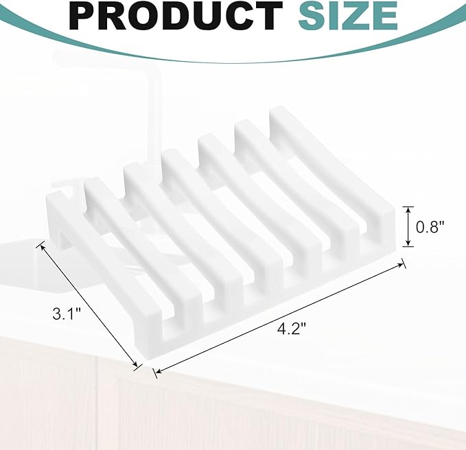 uxcell 2 Pcs Self Draining Silicone Soap Dish, Soap Tray with Drainage for Bathroom Shower Kitchen Sink, 4.2" x 3.1" x 0.8", White