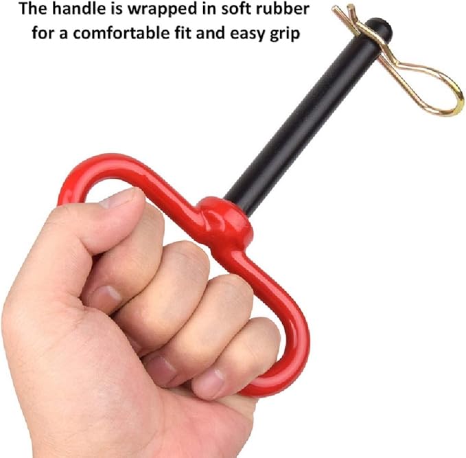 3/8" x 4" Inch Trailer Hitch Pin and Clip Towing Hitchs Red Handle Hitch Pin Accessories for Tractors,Clevis Pin 2PCS
