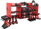 3 layers power tool organizer Loads 150lbs with 10 Cordless Drill Holder and 8 Outlet Power Strip,it’s good choice for husband birthday gift,red