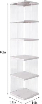 Rotating Bookshelf Tower,360° Rotating Bookshelf,66 inch High Small Space Revolving Bookcase, Suitable for Spinning Bookshelf Tower in Home and Office (White, 5 Tier, 14x14x66)