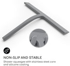 GÜTEWERK Shower Squeegee for Glass Doors, Silicone Window Squeegee, Bathroom and Glass Cleaning - Gray - 11 Inch