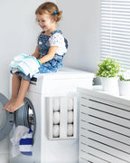 Magnetic Dryer Ball Holder - Iron Wool Dryer Balls Dispenser - laundry reusable magnetic organizer, Laundry Dryer Sheet Holder, Magnetic Laundry Balls for Dryer Basket Holder, White (No Balls)