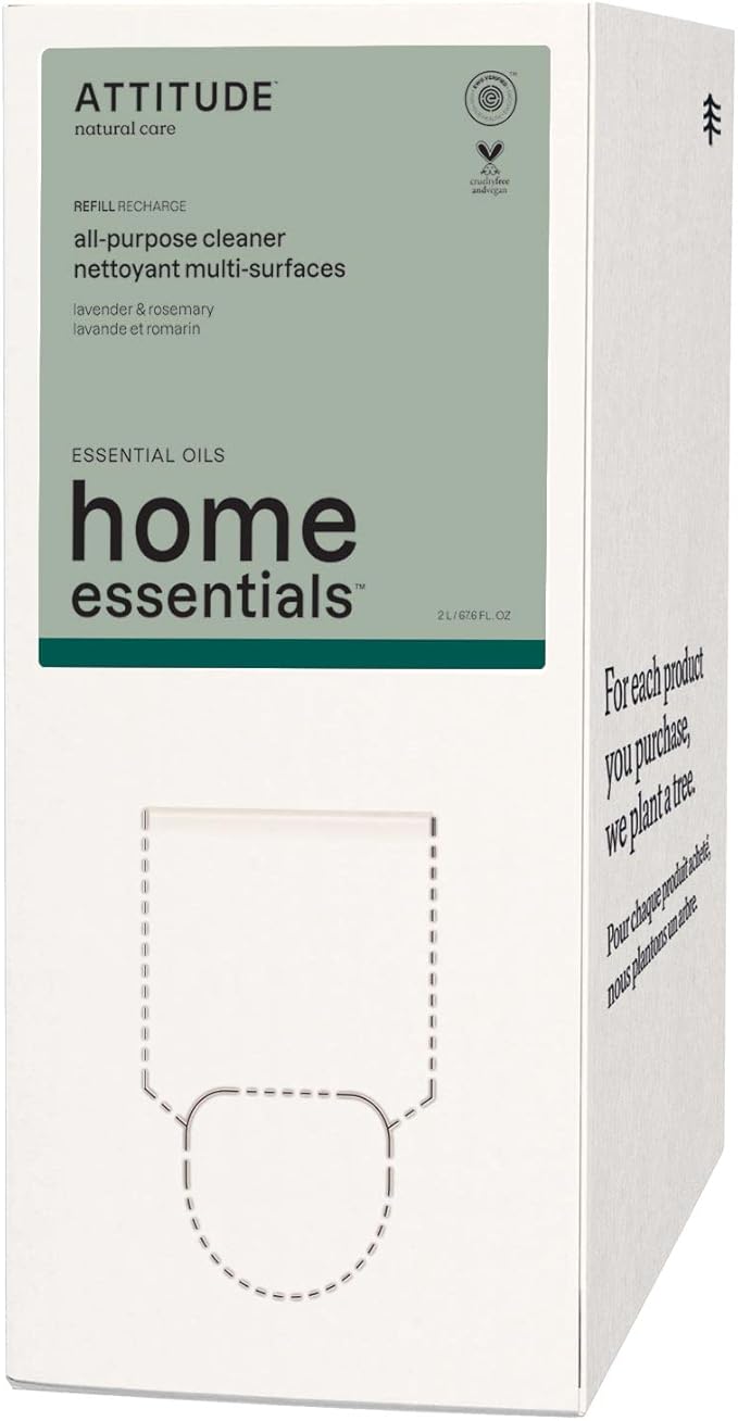 ATTITUDE All Purpose Cleaner, EWG Verified Multi-Surface Products, Vegan, Naturally Derived Multipurpose Cleaning Spray, Lavender and Rosemary, 67.6 Fl Oz