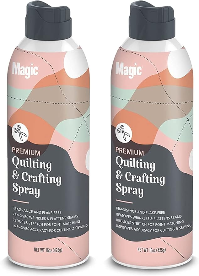 Magic Premium Quilting & Crafting Spray Can – Fabric Spray for Cutting, Creasing, & Sewing – Best Press Spray Starch for Quilting to Flatten Seams & Wrinkles – Wrinkle Spray (15oz Aerosol) 2 Pack