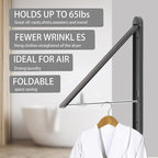 Wall Mounted Clothes Drying Rack-Foldable Indoor Laundry Rack,Space Saving Collapsible Clothes for Bathroom, Dorm, Apartment, RV, Laundry Room Organization.(Black-Aluminum)