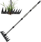 Weeding Rake Tool, Garden Weed Puller with Detachable Long Handle, 62 Inch Heavy Duty Hand Weed Remover Tool for Lawn, Yard, Atio and Backyard (7 Tines)