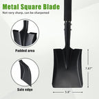 Garden Flat Shovel, 31 Inch Small Metal Square Shovel for Lawn Edging Digging Trenching Transplanting, Heavy Duty Compact Gardening Spade with D-Handle for Beach, Kids, Car, Light Garden Work