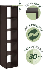 Furinno Cubicle Open Back Decorative Verticle Cube Storage Organizer, 5-Cube, Black Dark Oak